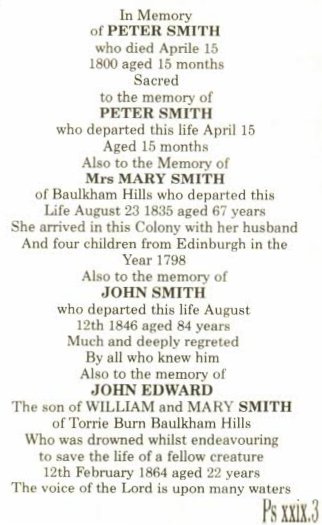 Smith vault inscription, St. John's